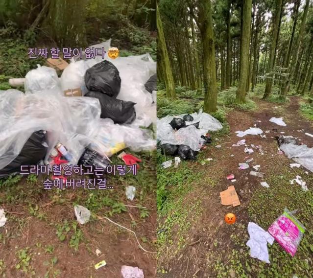 제주 숲 쓰레기 무단투기한 드라마 '현혹' 제작사…결국 과태료 처분