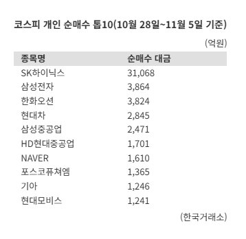 매물폭탄 받아낸 개인 투자자...SK하이닉스 쏠림 심화