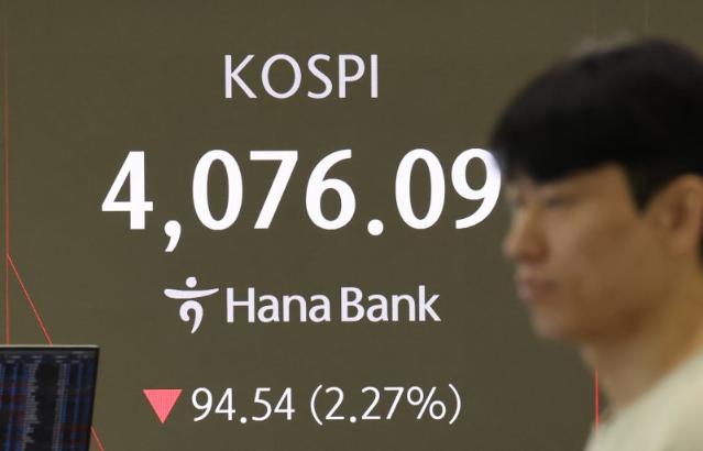 코스피, 美증시 조정에 2%대 하락...코스닥은 1%대↓[fn오전시황]