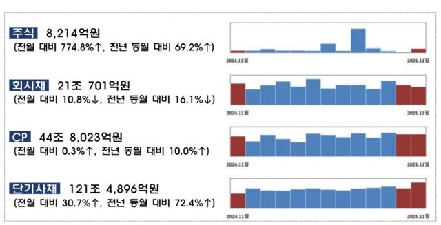 11월 주식 발행 8214억…전월比 8배 급증
